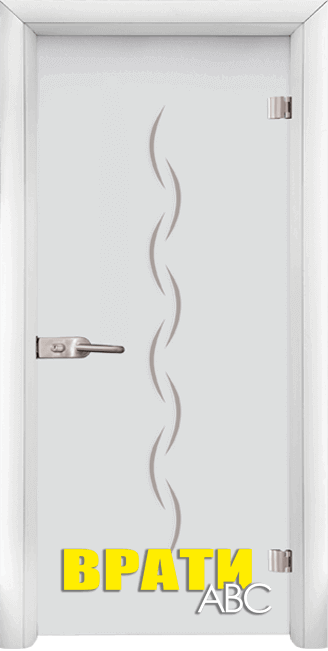 Стъклена врата Gravur, модел G-13-1, цвят Бял