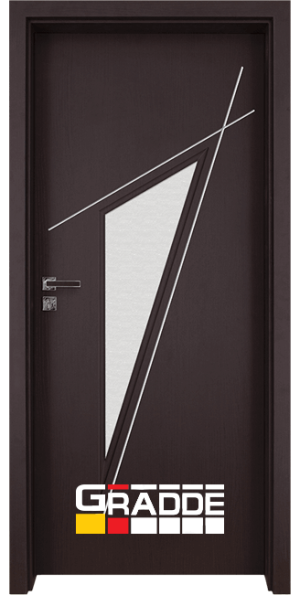 Вътрешна врата марка Gradde, модел Kristall Glas, цвят Орех Рибейра