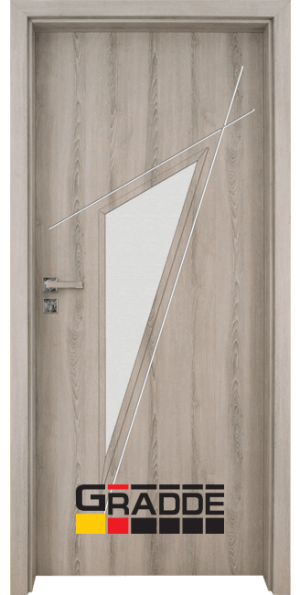Вътрешна врата марка Gradde, модел Kristall Glas, цвят Ясен Вералинга