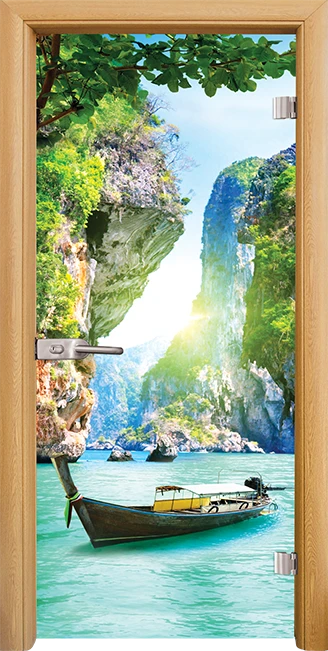 Стъклена врата Print G 13-15, Светъл дъб